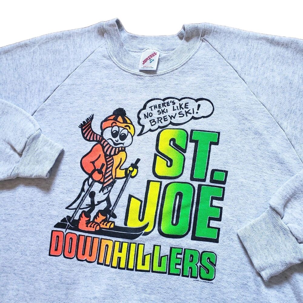 Vintage 80s St. Joe Downhillers Ski Size XL USA Made Mens Gray Sweatshirt